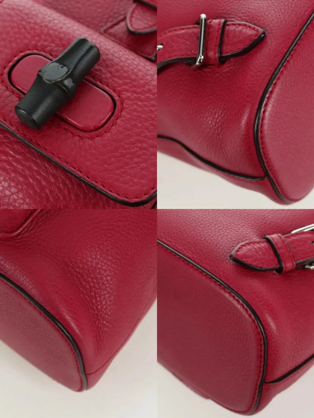 GUCCI Bamboo Backpack Leather Pink Silver 387149 Auth 171479V